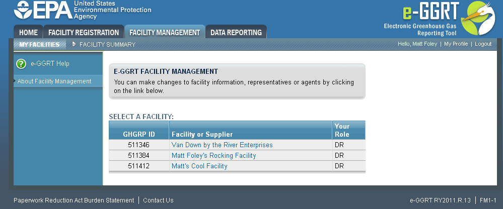  FACILITY MANAGEMENT tab image